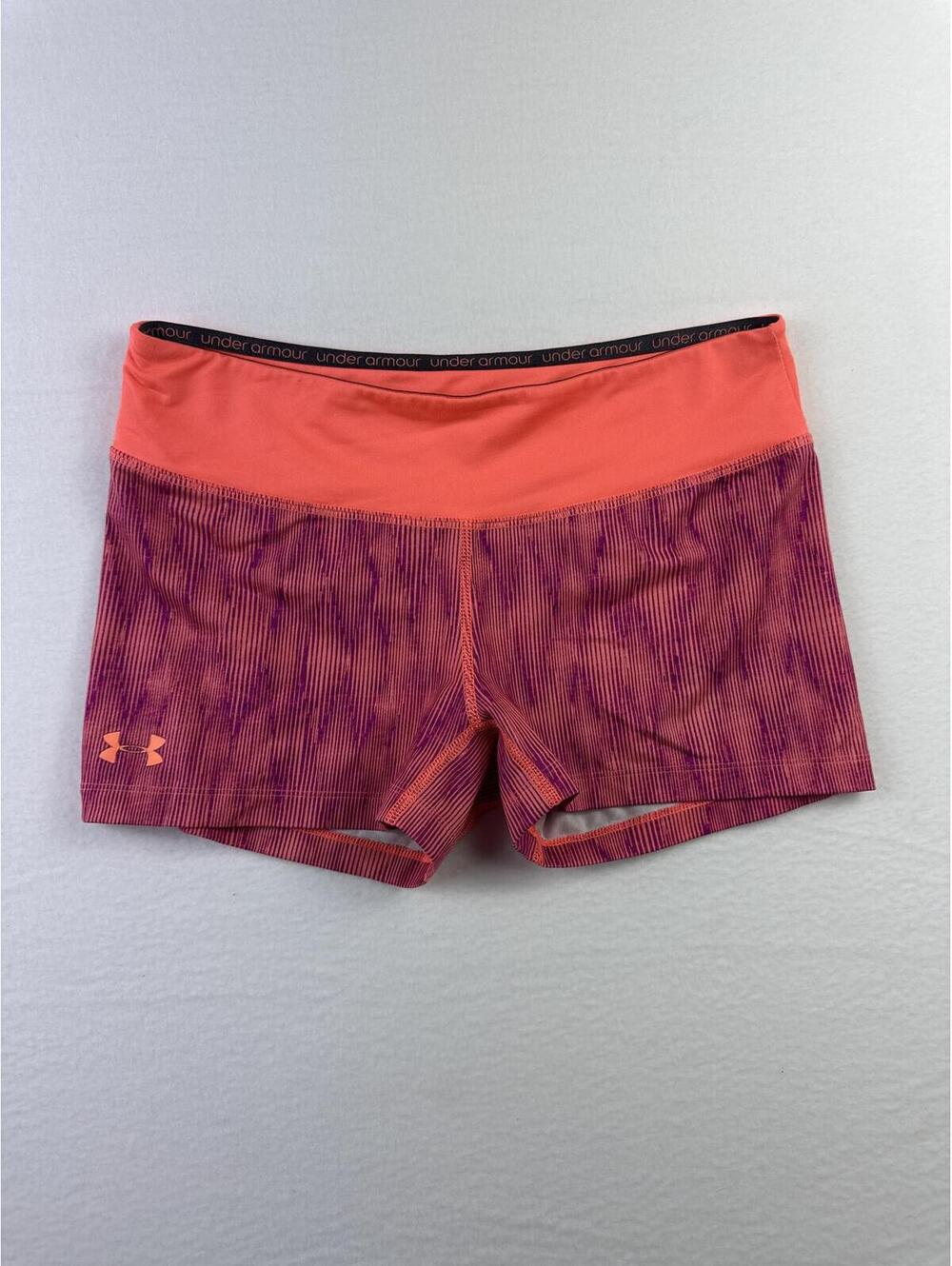 Under Armour Women’s Medium HeatGear Compression Shorts Orange Purple Colorblock